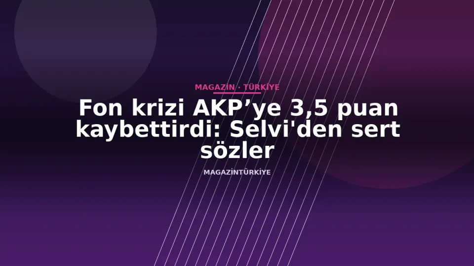 Fon krizi AKP’ye 3,5 puan kaybettirdi: Selvi'den sert sözler